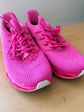 TSIODFO Neon Pink Knit Slip-On Sneakers Womens 11